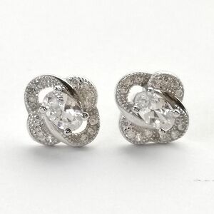 Diamonelle Sterling Silver CZ Love Knot Stud Earrings